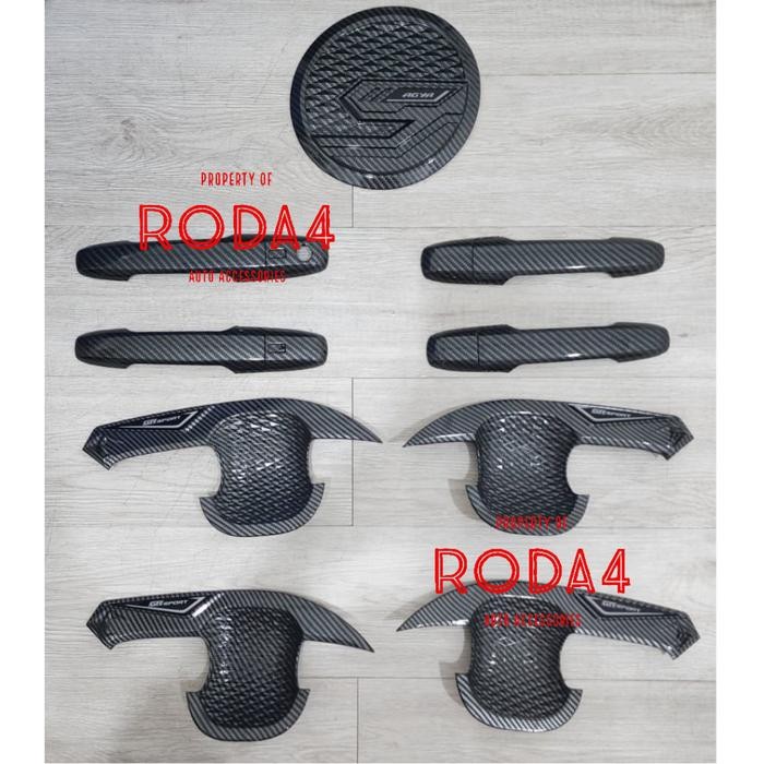 PROMO PAKET OUTER HANDLE TANK COVER AGYA AYLA GR SPORT 2023 2024 2025 CARBON HITAM DOFF AKSESORIS