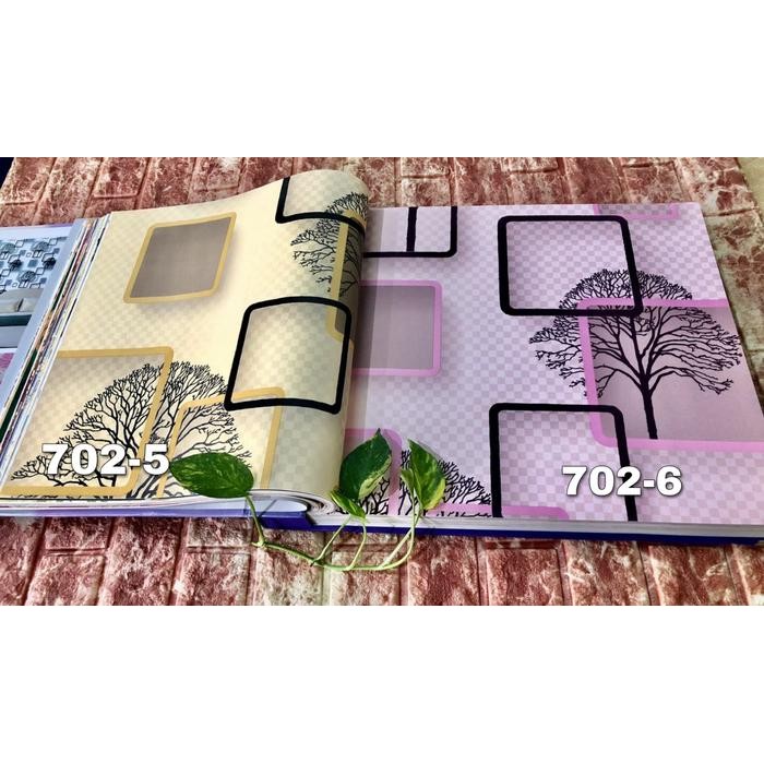 Wallpaper Dinding Modern 3D motif Pohon Kombinasi Kotak