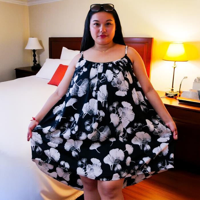 Dress tali satu rayon pendek super jumbo wanita daster