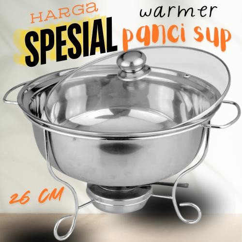 COD BIG SALE Panci Warmer Panci Soup Tempat Sayur Prasmanan Stainless Steel Tutup Kaca Kitchenware