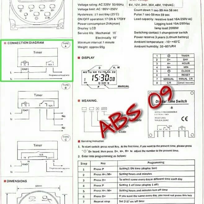 Timer Digital saklar otomatis alat on off lampu listrik AC220v AC 220v