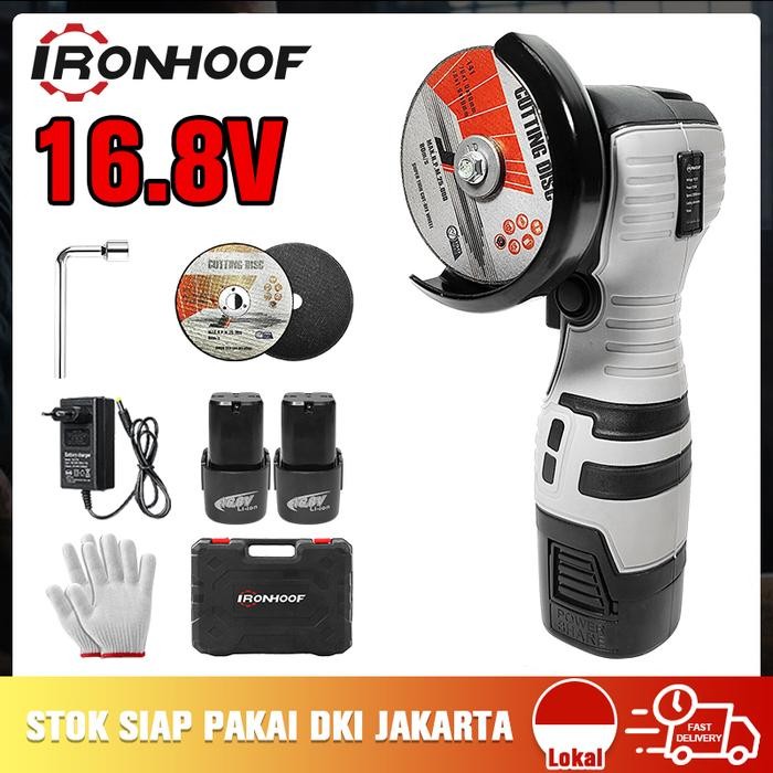 Ironhoof 16.8V Mini Mesin Gerinda Tangan Angle Grinder Cordless