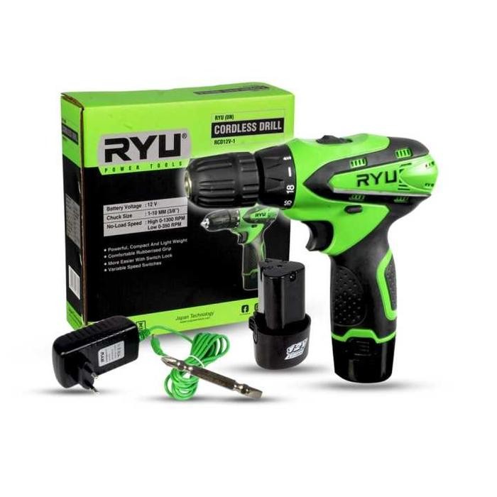 Bor Cordless Drill Ryu 12Volt Rcd12V-1 Bor Batre Rcd 12V-1 Rcd 12 V