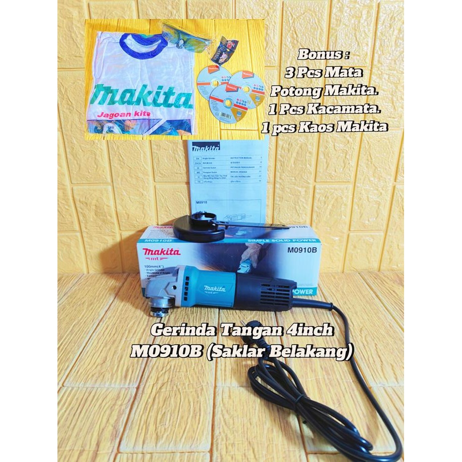Mesin Gerinda Tangan Makita M0910B 4" Gurinda Tangan Makita 4Inch Saklar Belakang