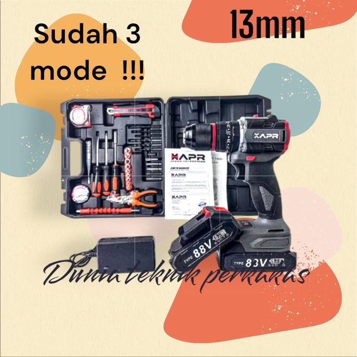 Mesin Bor Beton Apr Ap20+ Brushless 13Mm 2 Baterai