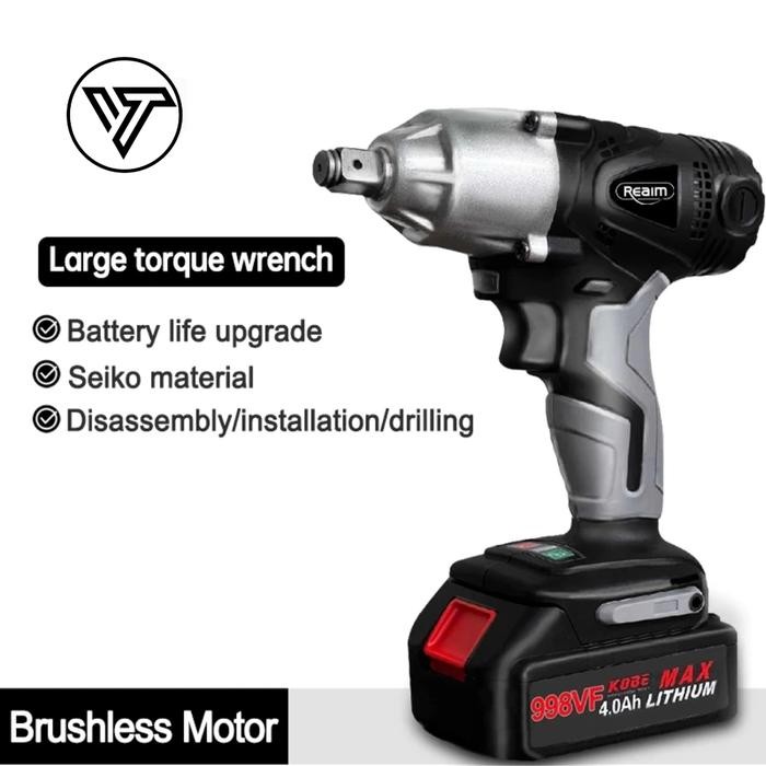Reaim Brushless Impact Baterai Mesin Bor 1/2Inch Cordles Impact Wrench