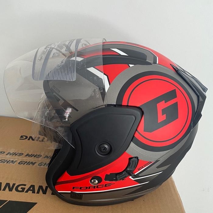 Helm Ghm Gladiator Force Red Doff Sni Double Visor Termurah
