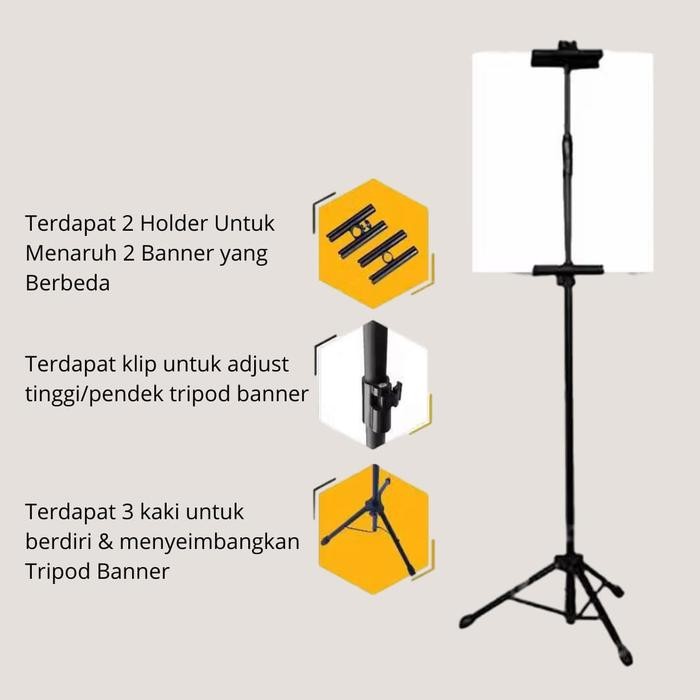 READY STOK TRIPOD BANNER 2 SISI / STANDING BANNER PROMOSI / TRIPOD STAND BANNER BERDIRI / TIANG