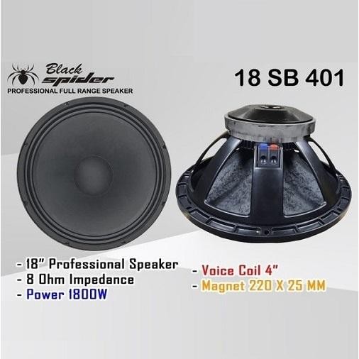 Speaker Full Range 18 Inch 1600W Black Spider Bs 18 Sb 401 18" Profesional Speaker Komponen Original