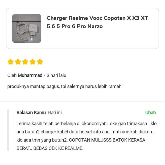 Charger Realme Vooc Copotan X X3 XT 5 6 5 Pro 6 Pro Narzo