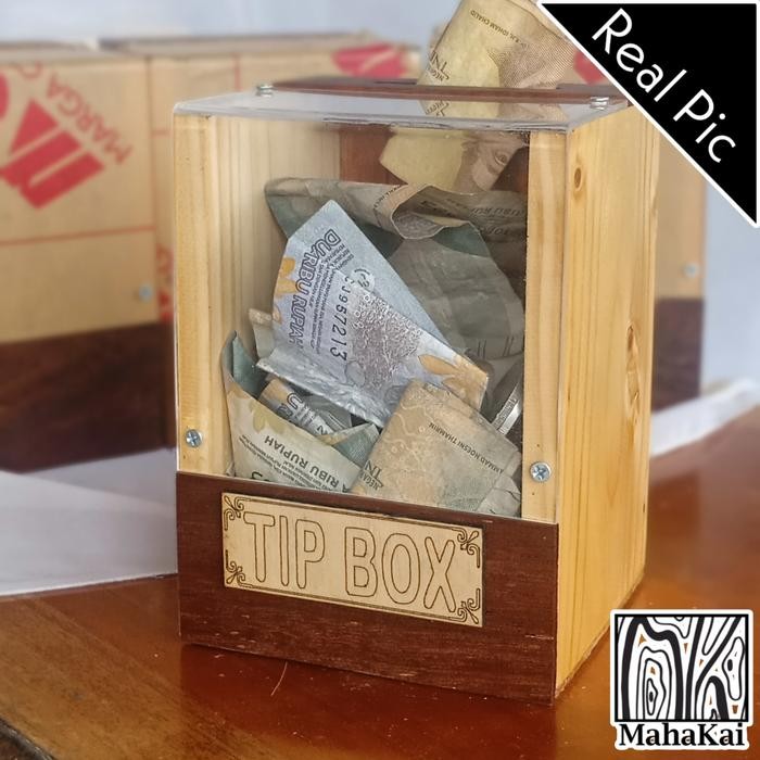 Kotak Tip box kayu celengan kotak saran amal akrilik display box trans