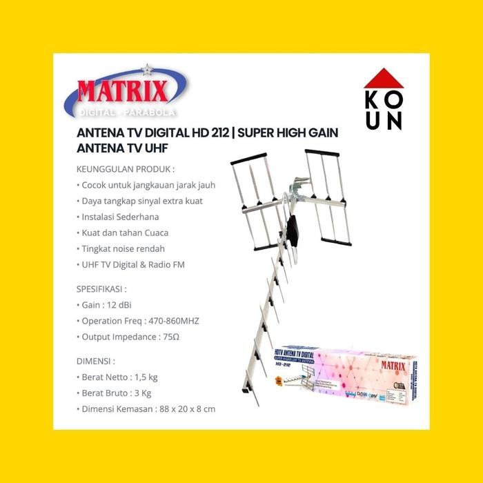 ANTENA MATRIX HD212 / HD 212 / HD-212 ANTENA TV DIGITAL +