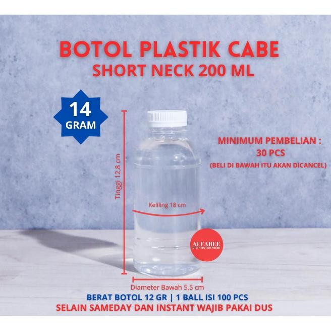 BOTOL PLASTIK CABE 200ML PET 200 ML