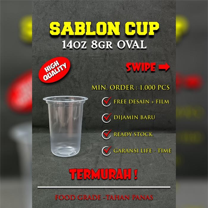 Sablon Cup Plastik Pp Oval 14 Oz 8 Gram Starindo Sablon 1 Warna