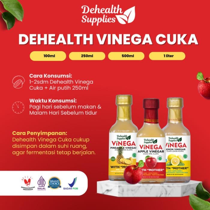 

Vinega Finega Cuka Apel / Nanas / Lemon 500 Ml (Botol Plastik) Dari Dehealth Supplies - Apple /