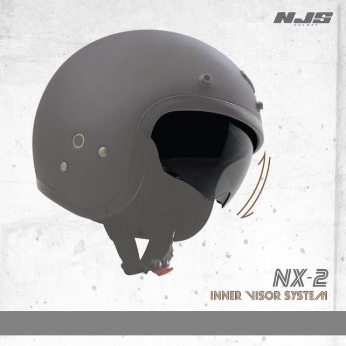 Helm Motor NJS NX-2 Half Face Retro Green Army Doff / Hijau Army Doff