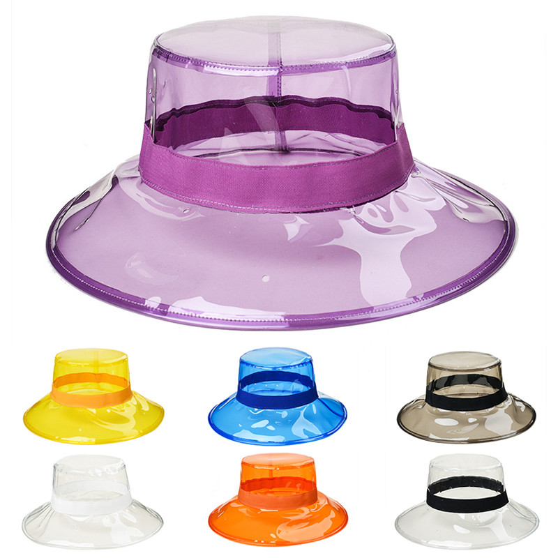 Transparent PVC Bucket Hat Men Women Outdoor Camping Hiking Fishing Climbing Mountaineering Cap