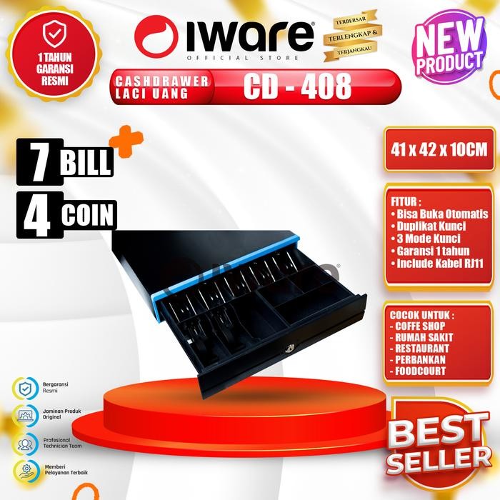 Cash Drawer Laci Uang Kasir Iware Cd 408 Rj11