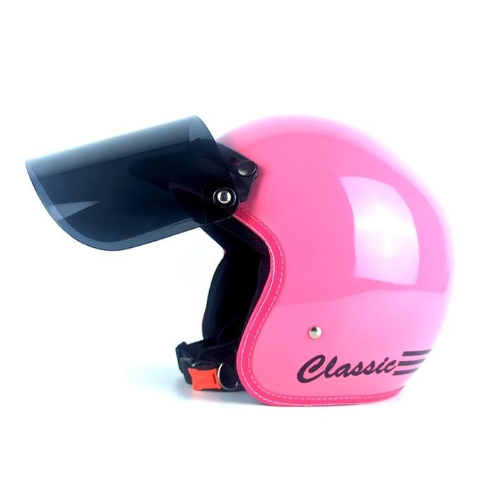 (Allthebest) BPT Helmet Helm Bogo Wanita Hijab Dewasa SNI Lis Kulit Pink Jumbo
