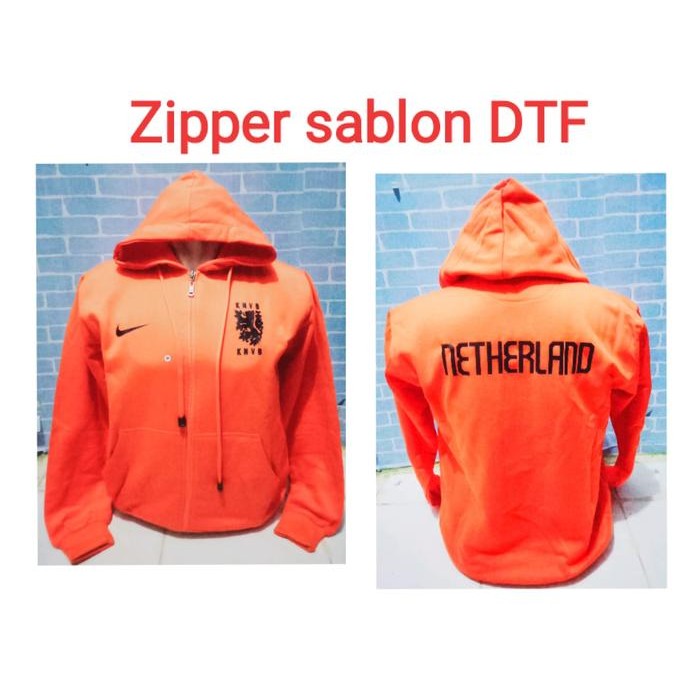 Jaket Zipper Hoodie orange sepak bola belanda/jaket distro bola