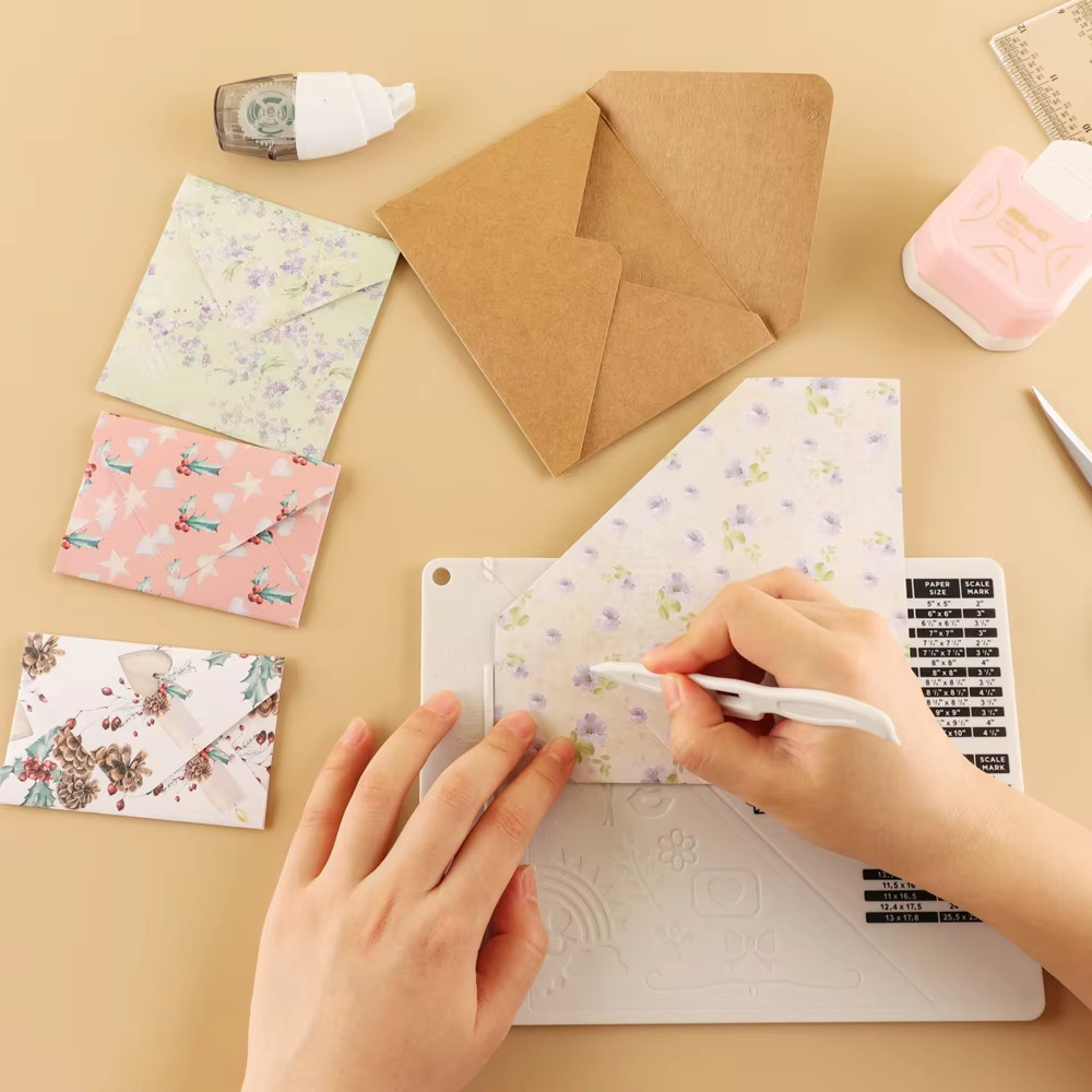 

Paper Trimmer Scoring Board Envelope Maker 3-Way Corner Rounder Border Scrapbooking For DIY Handmade