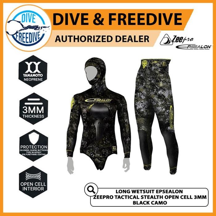 Cuci Gudang Long Wetsuit Epsealon Zeepro Tactical Stealth 3Mm Spearfishing Bk Camo