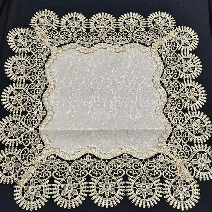 TAPLAK MEJA TAMU SEGI EMPAT/MEJA SUDUT MEJA COFFE RENDA BORDIR