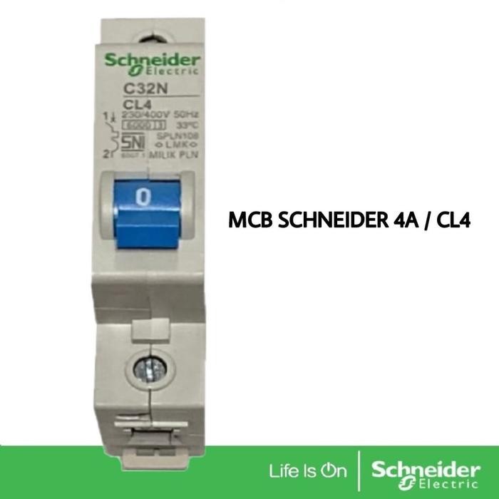 (Allthebest) MCB SCHNEIDER 4AMPERE 4A CL4 C32N BIRU SPLN PLN BENSER 900W