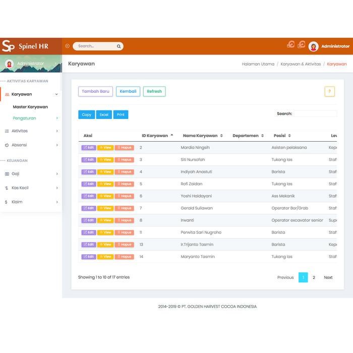 (Allthebest) Aplikasi HRIS Absen, Penggajian atau Payroll, dan HRD Web Base