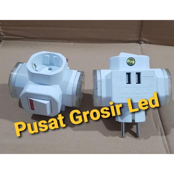 (Allthebest) T arde USB + Saklar Lumment / T arde 3 Lubang USB + Switch On