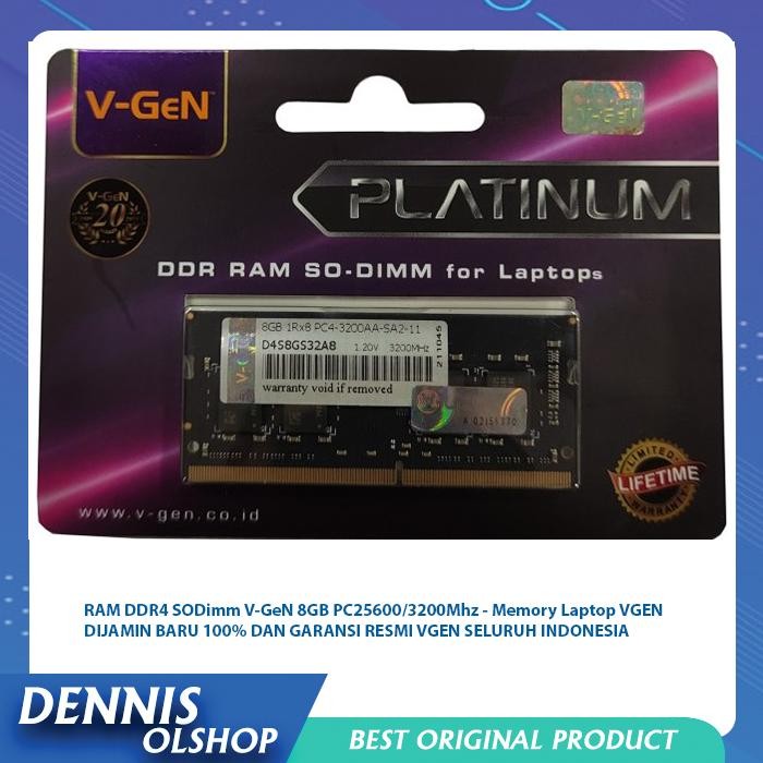 Ram Ddr4 Sodimm V-Gen 8Gb Pc25600/3200Mhz - Memory Laptop Vgen New
