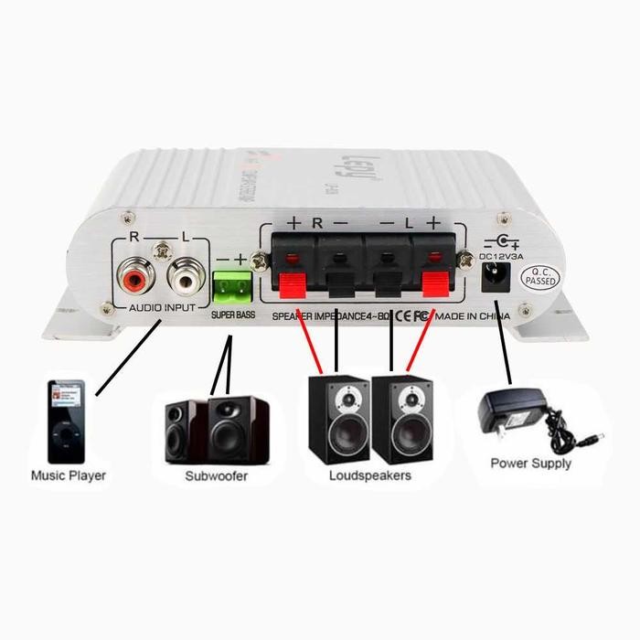 Audio Stereo Amplier Treble Bass Booster 12V 200W - Lvpin Lp-838 New