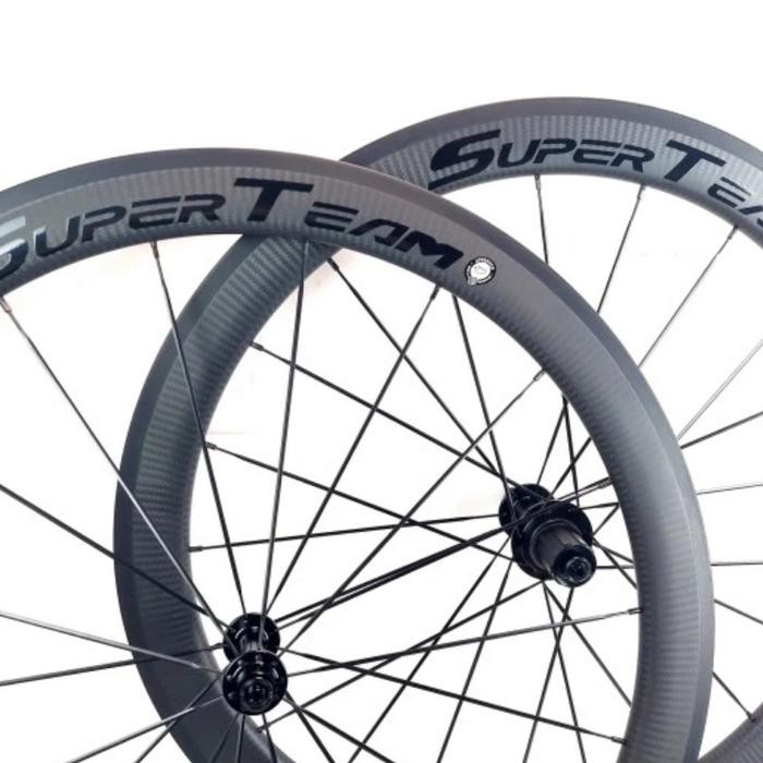 Harga Murah Wheelset Super Team Carbon 50mm Rim ke Hub R13