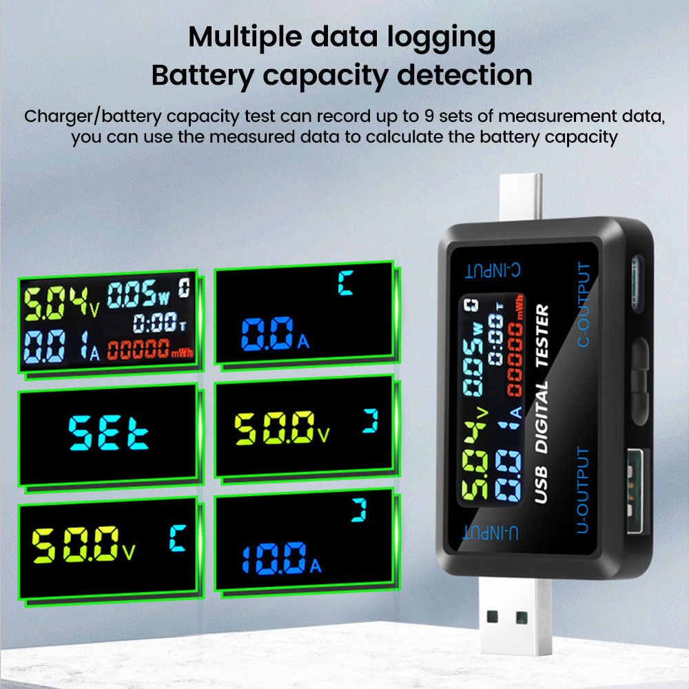 Pengukur kapasitas tegangan, Tester kapasitas baterai arus USB Volt tegangan, pengukur kapasitas KQZ
