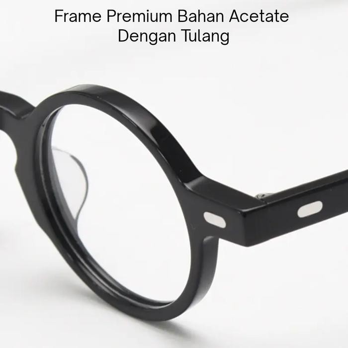 Frame Kacamata Bulat Kecil Retro Vintage Klasik Skena Boboho Desain Jepang Pria Wanita Lensa