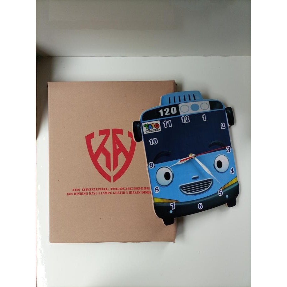 JAM DINDING TEMPEL TEMBOK MOTIF TAYO BUS UNIK LUCU BESAR TERBARU MURAH
