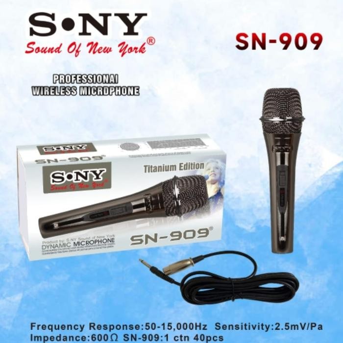Microphone SONY SN 909 Titanium series Mic karaoke SONY Mic kabel