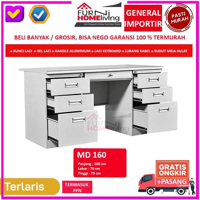 Meja Tulis Kantor 1 Biro Rangka Besi MD160