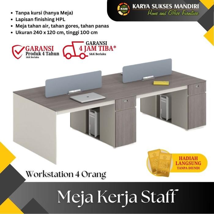 KSM Meja Kerja Staff Admin Kantor Workstation 4 Orang