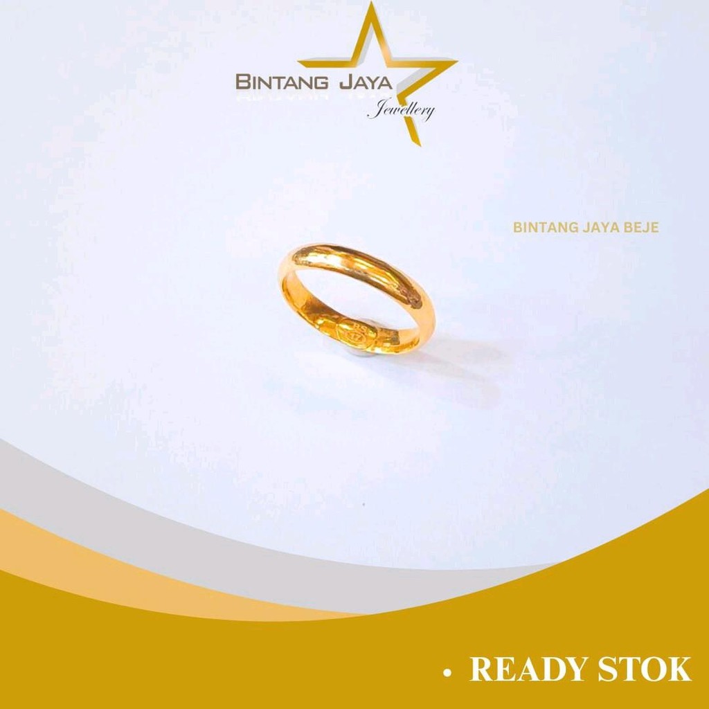 Cincin Emas Asli Belah Rotan - Kadar (15K) - Berat 2,02 Gram - Desain Belah Rotan Unik - Untuk Perni
