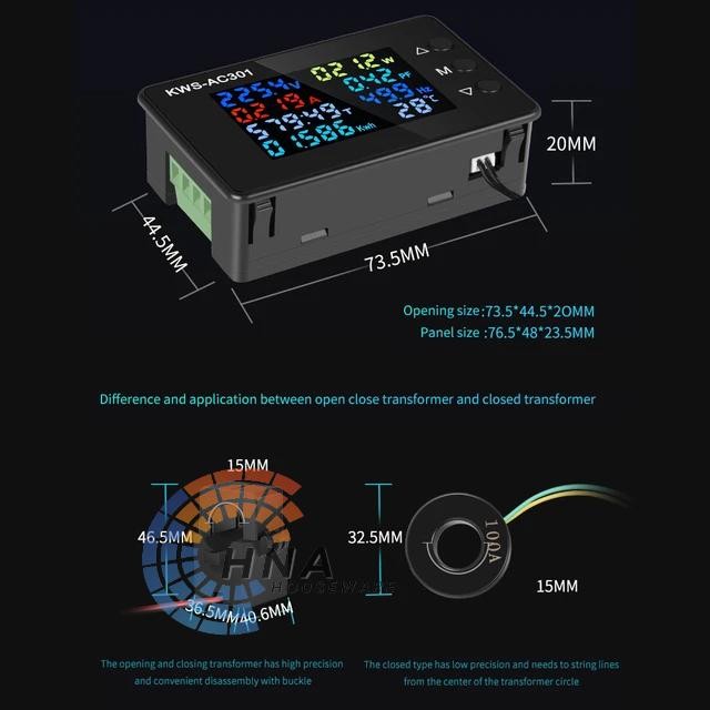 Gassss..... Kws 301 Ac Watt Meter Digital 8In1 Kwh Kws Ac-301 100A Volt Ampere