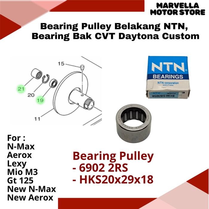 Laher Bearing Pulley Belakang & Bak Cvt Aerox N-Max Lexy Mio M3 Soul Gt 125 Fino 125 N Max New 155