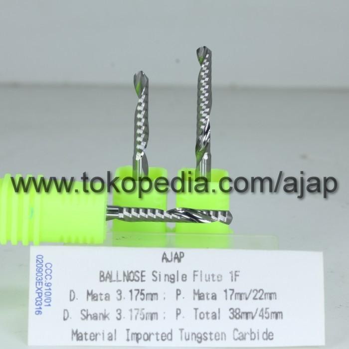 (Expert) 1Flute Ballnose 3.175 Mata Router CNC grafir kayu acrylic PVC