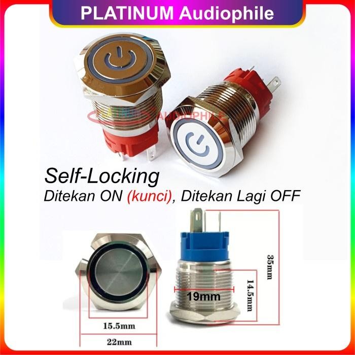 (Expert) Metal Push Button Switch 19mm + logo LOCK LATCHING