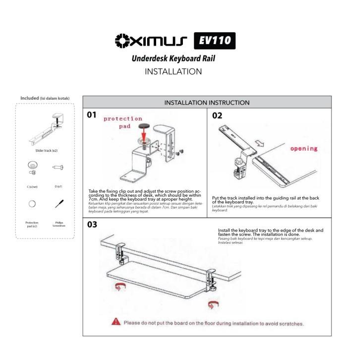 [Expret] Bracket Jepit Deskmount Underdesk Keyboard Rail Oximus EV110