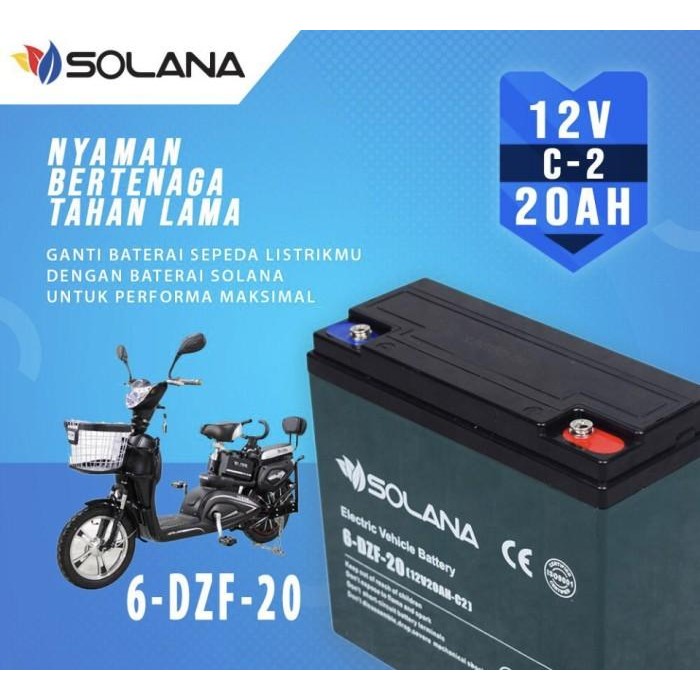 [Expret] SOLANA / Baterai / Aki SEPEDA LISTRIK 6DZM20 12V 20AH