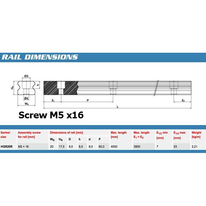 HGR20 LINEAR GUIDE 300CM