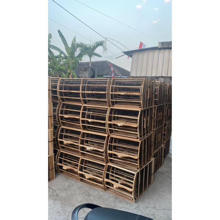 Sangkar kotak replika mentahan kayu jati isi 4 pcs