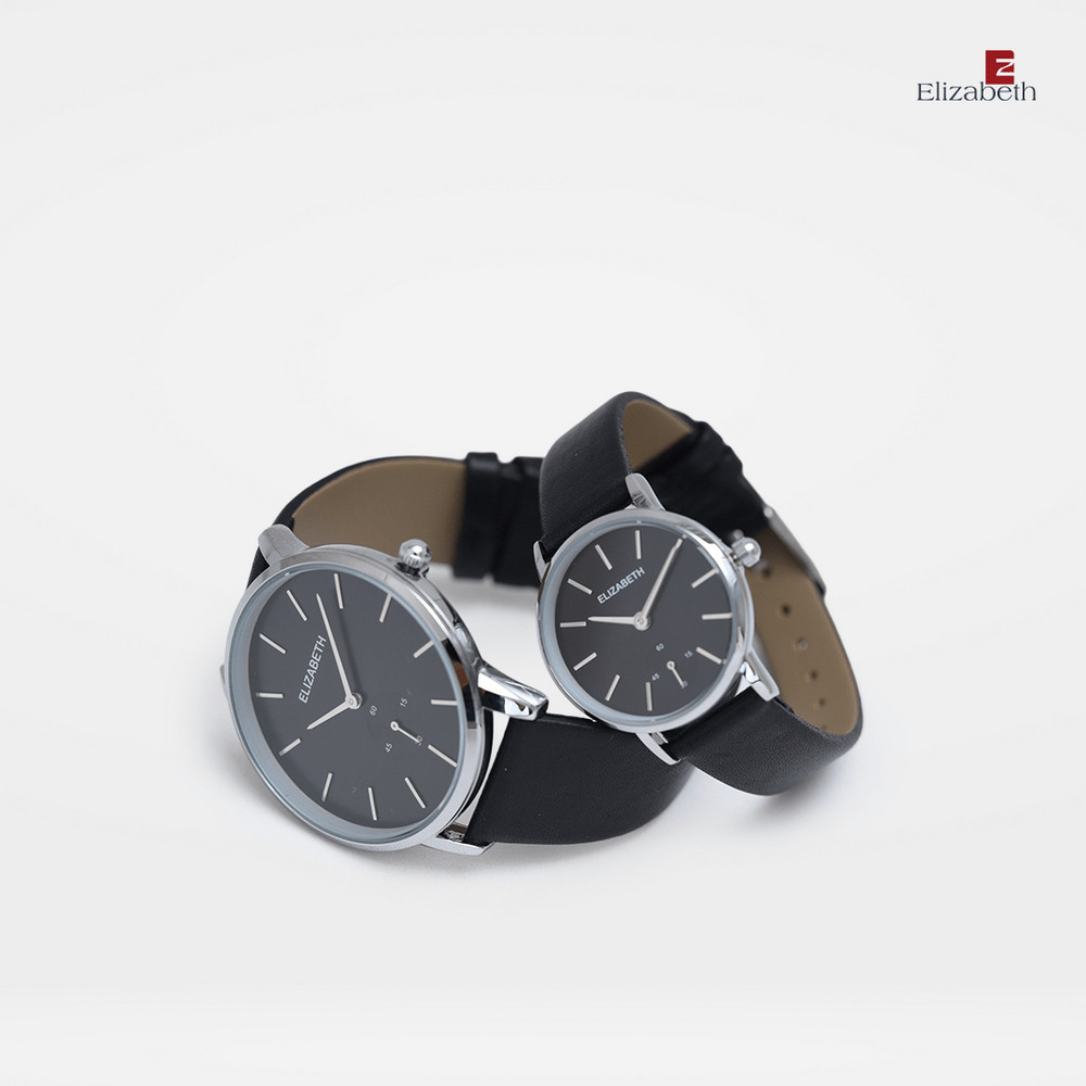 Jam Tangan Couple Tali Kulit Model Elizabeth Pria Wanita