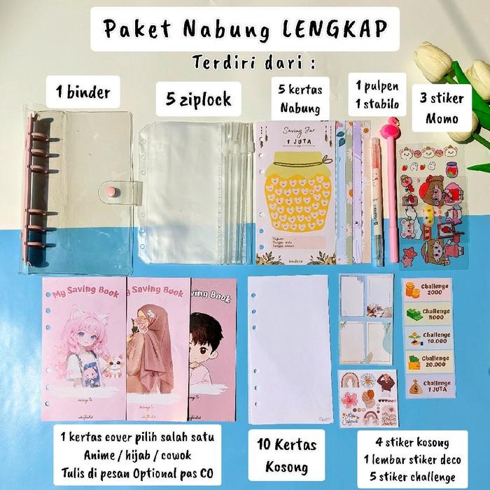

[5 Ziplock] Paket Binder Nabung Kulit Zig Zag Untuk Alat-Alat Sekolah Aesthetic Kode 842